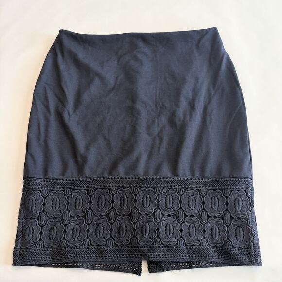 Talbots Dresses & Skirts - Talbots Women’s Size 12 Navy Lace Inset Pencil Skirt Stretch (A0133)